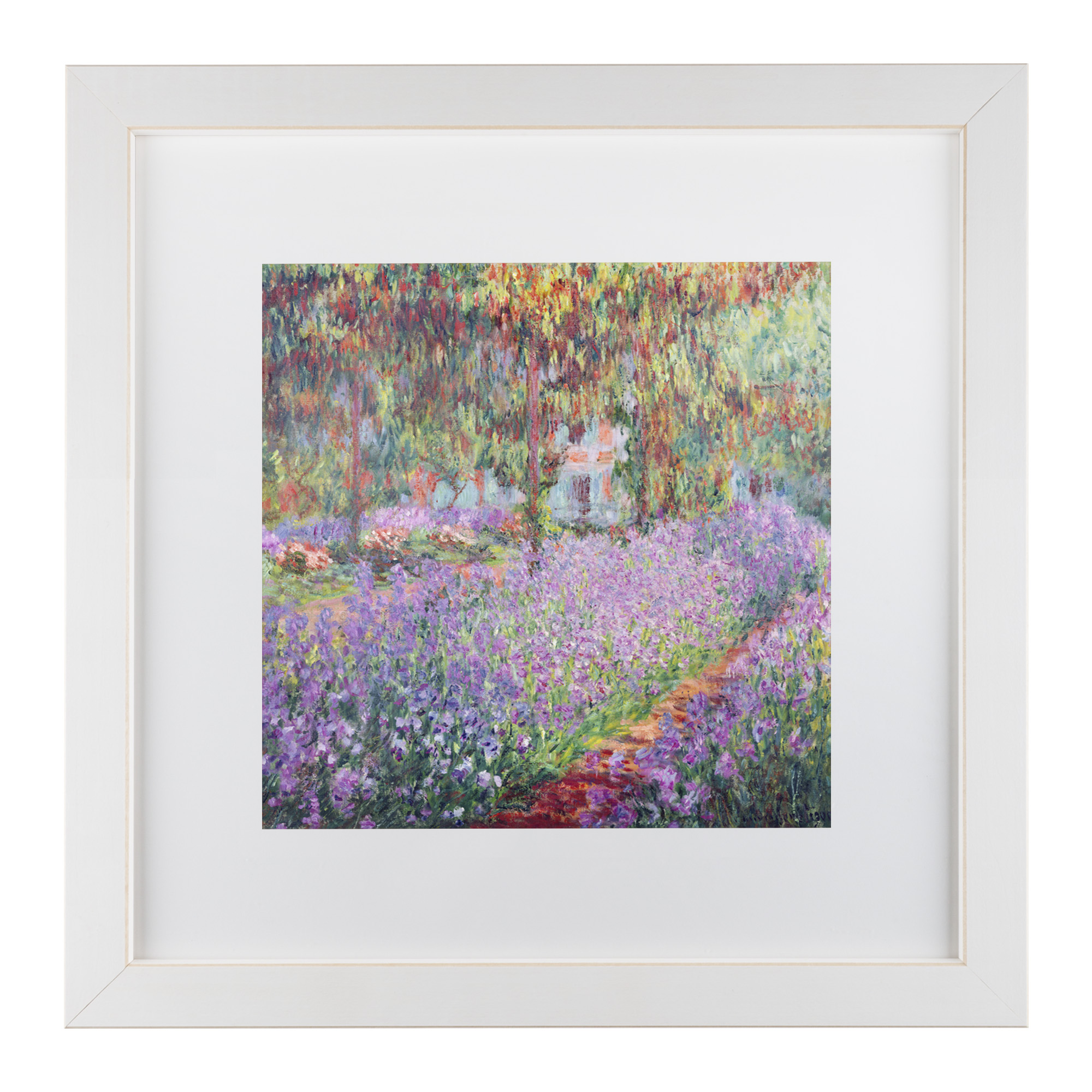 Trademark Fine Art 'The Artists Garden at Giverny' Matted Framed Art by Claude Monet