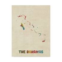 Trademark Fine Art 'The Bahamas Watercolor Map' Canvas Art by Michael Tompsett
