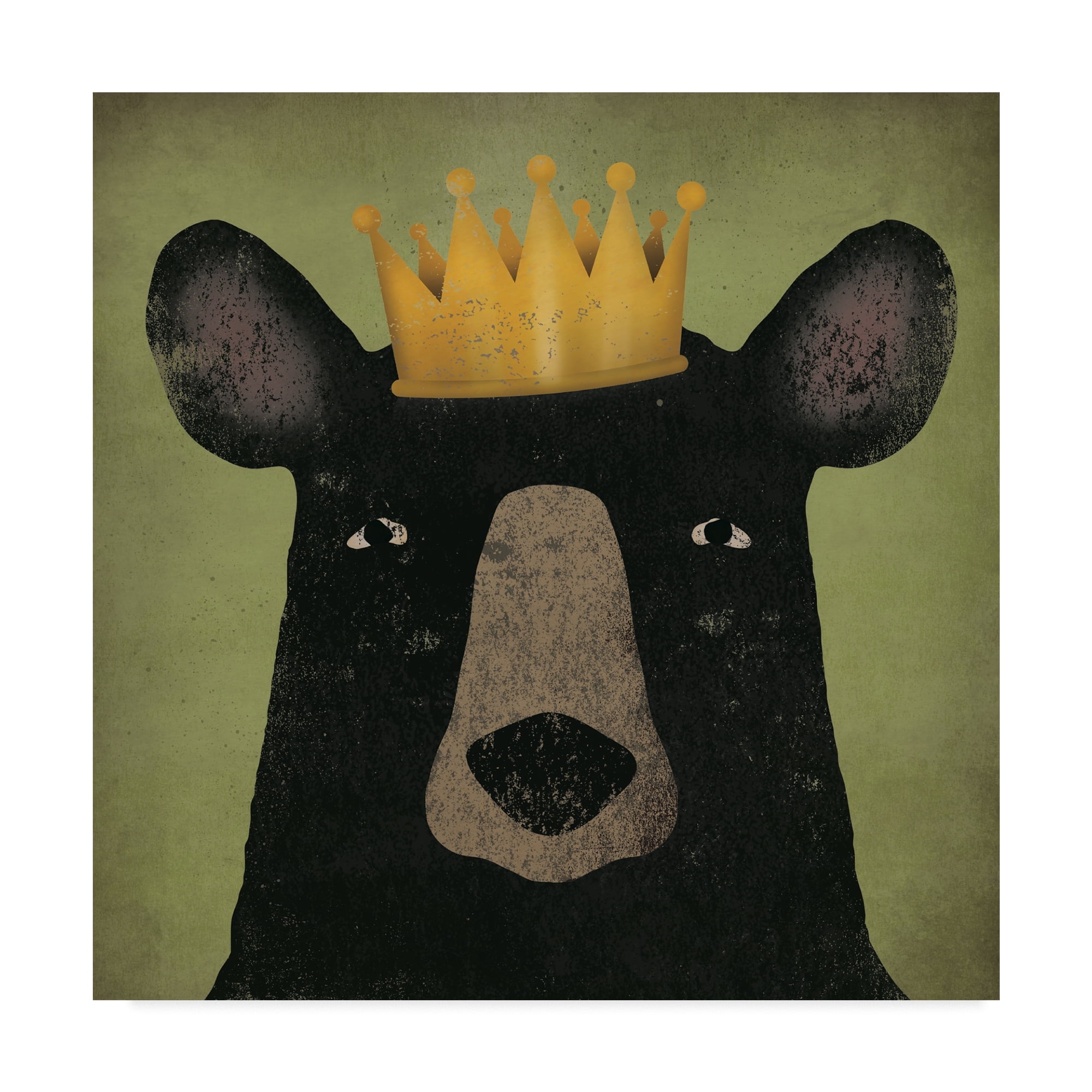 Trademark Fine Art 'The Black Bear with Crown' Canvas Art by Ryan Fowler