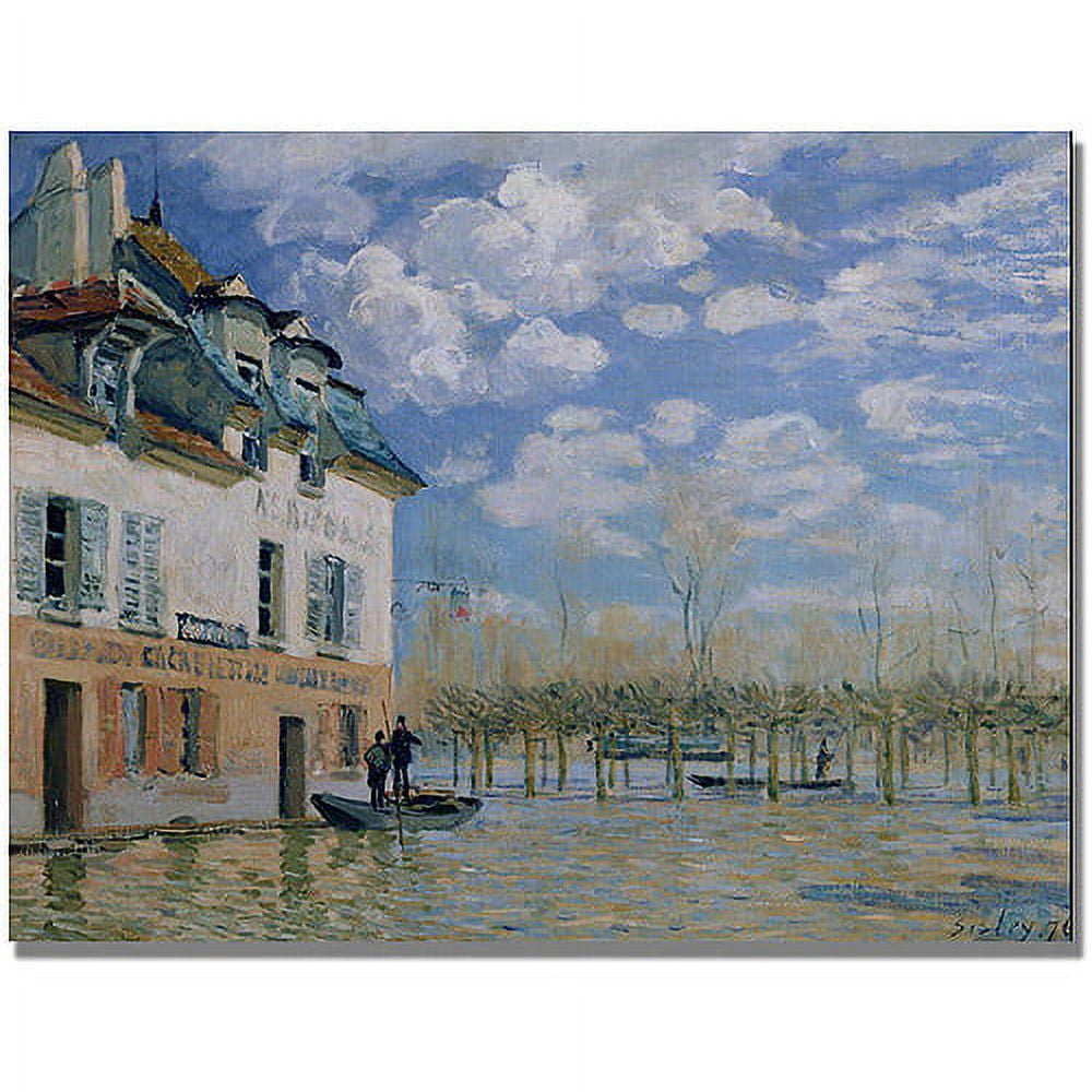 Trademark Fine Art "The Boat in the Flood" Canvas Wall Art by Alfred Sisley