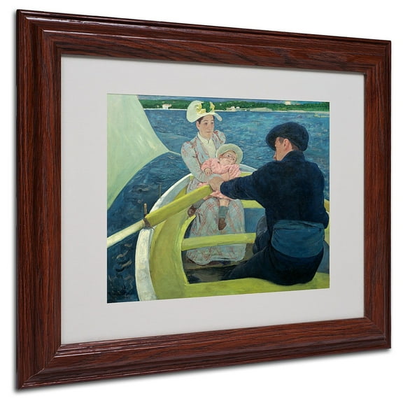 Trademark Fine Art "The Boating Party 1893-94" Canvas Art by Mary Cassatt, Wood Frame