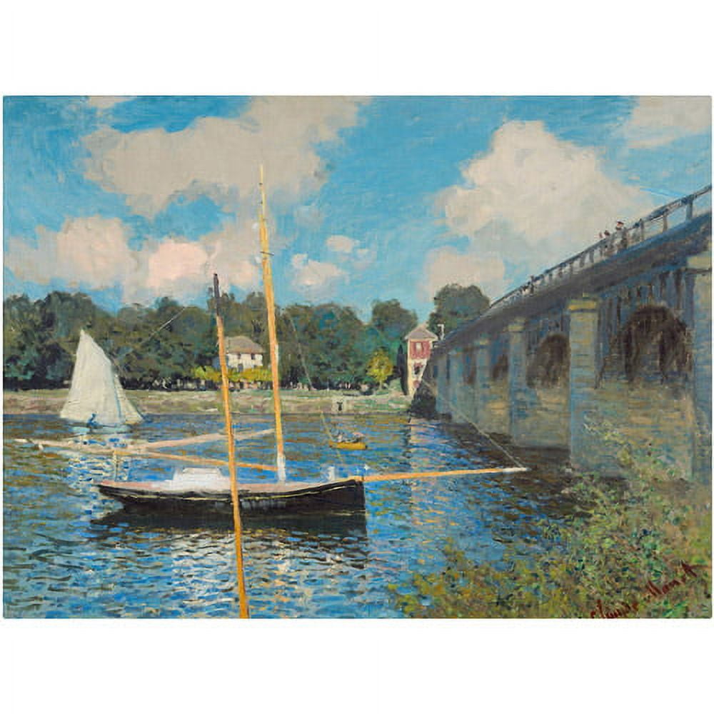 Claude Monet Framed Landscape Canvas Art in Natural Wood Frame