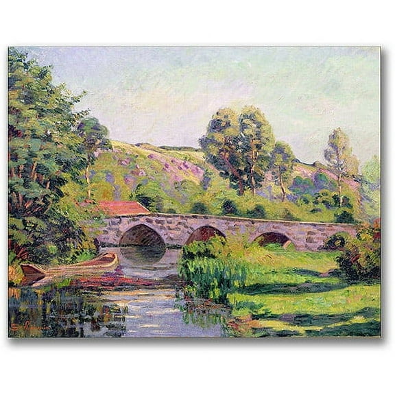 Trademark Fine Art "The Bridge at Boigneville" Canvas Wall Art by Jean Baptiste Guillamin