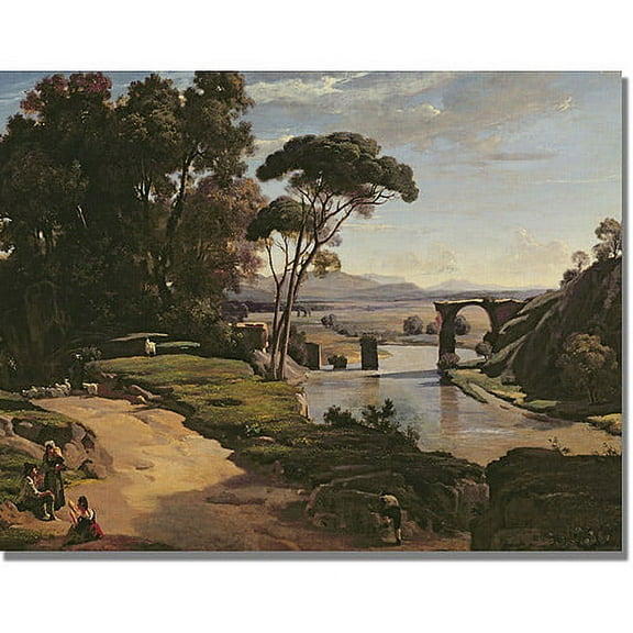 Trademark Fine Art "The Bridge at Narni" Canvas Art by Jean Baptiste Corot
