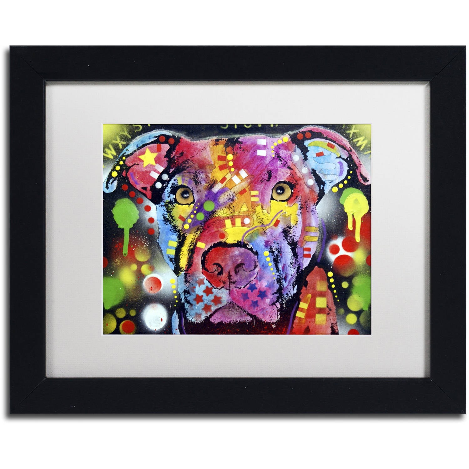 Trademark Fine Art "The Brooklyn Pit Bull" Canvas Art by Dean Russo, White Matte, Black Frame
