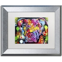 Trademark Fine Art "The Brooklyn Pit Bull" Canvas Art by Dean Russo, White Matte, Silver Frame