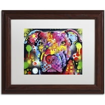 Trademark Fine Art "The Brooklyn Pit Bull" Canvas Art by Dean Russo, White Matte, Wood Frame