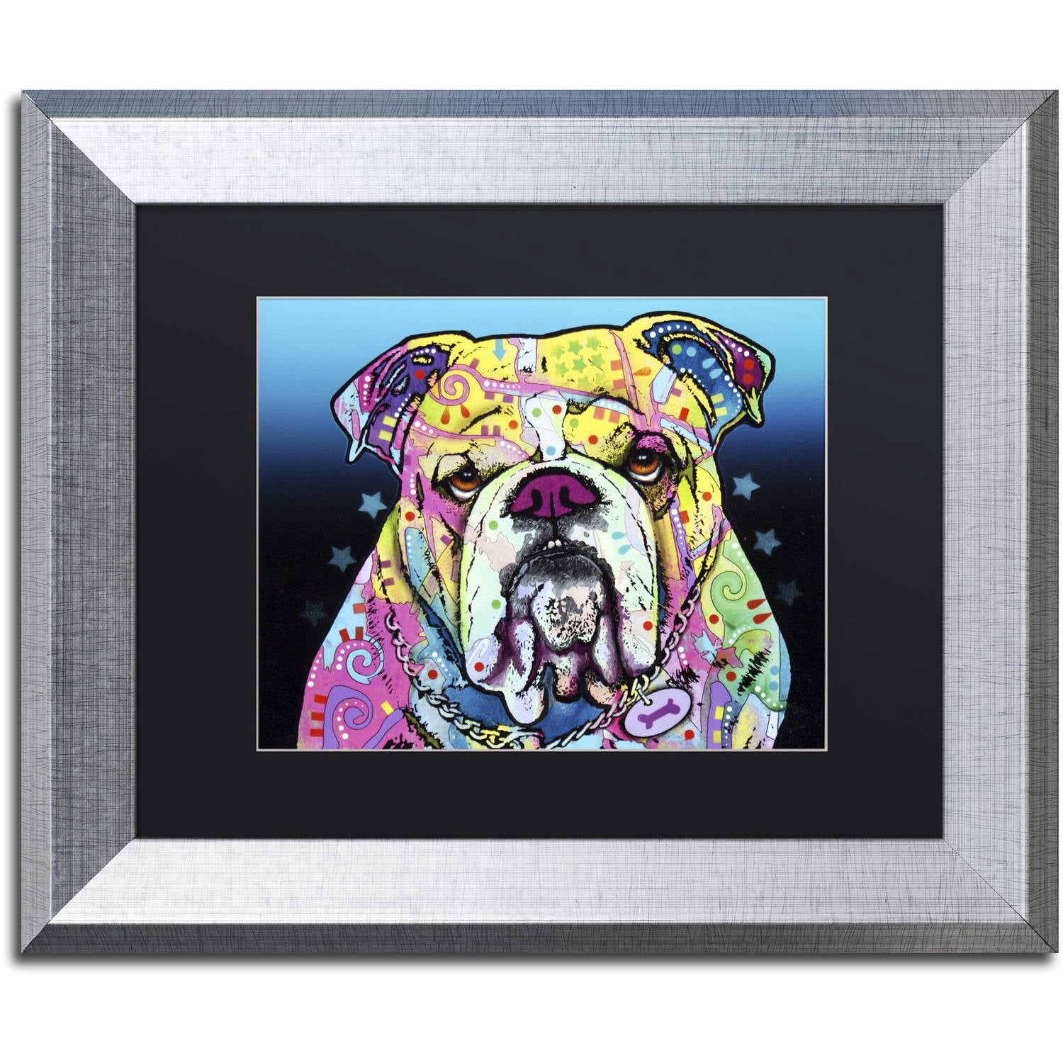 Trademark Fine Art "The Bulldog" Canvas Art by Dean Russo Black Matte, Silver Frame