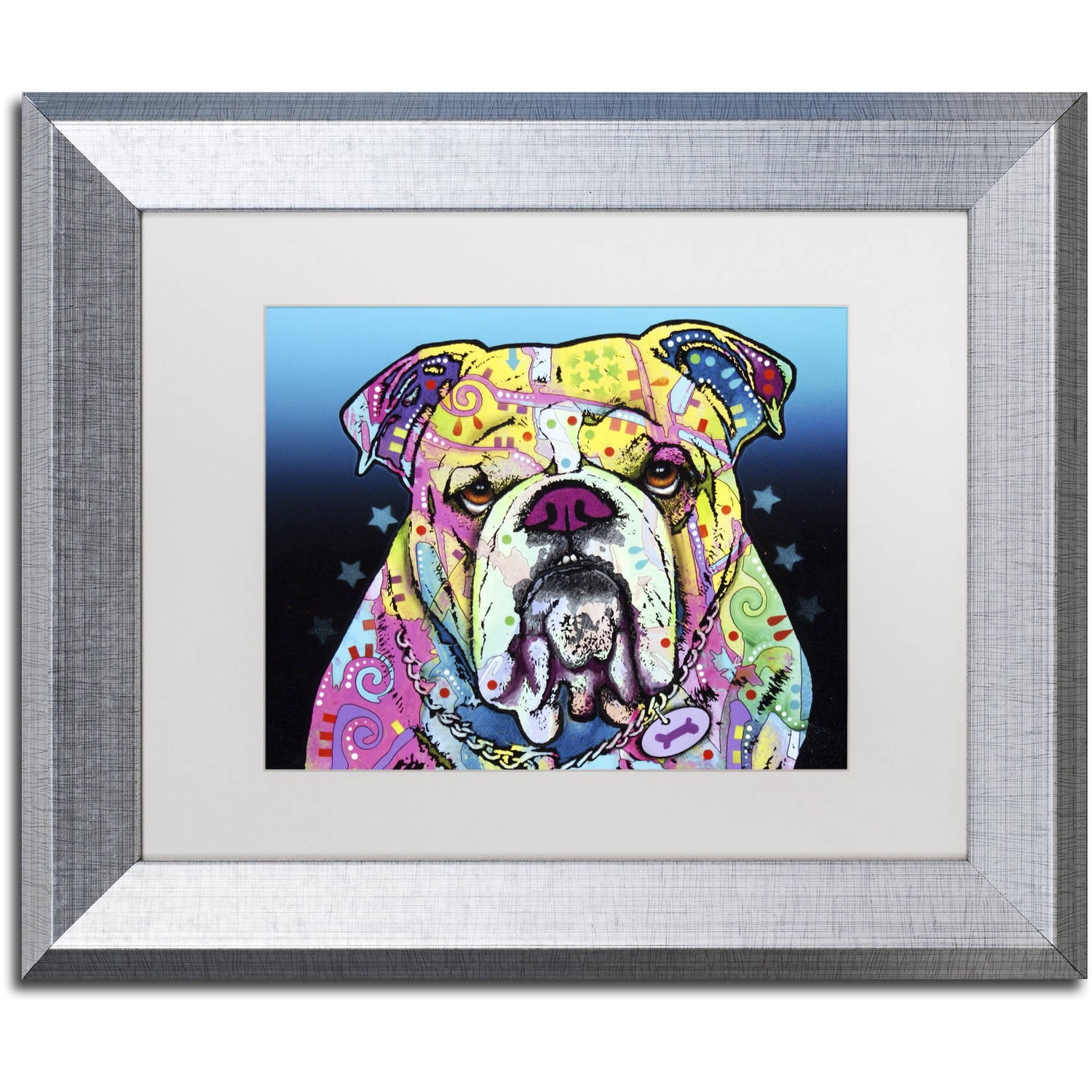 Trademark Fine Art "The Bulldog" Canvas Art by Dean Russo White Matte, Silver Frame