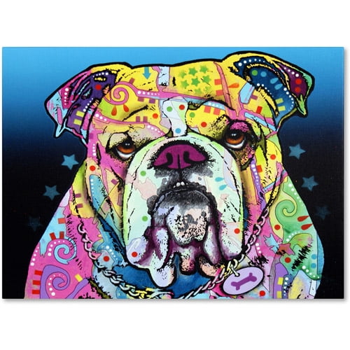 Vibrant Multicolor Framed Bulldog Canvas Art 19 x 14