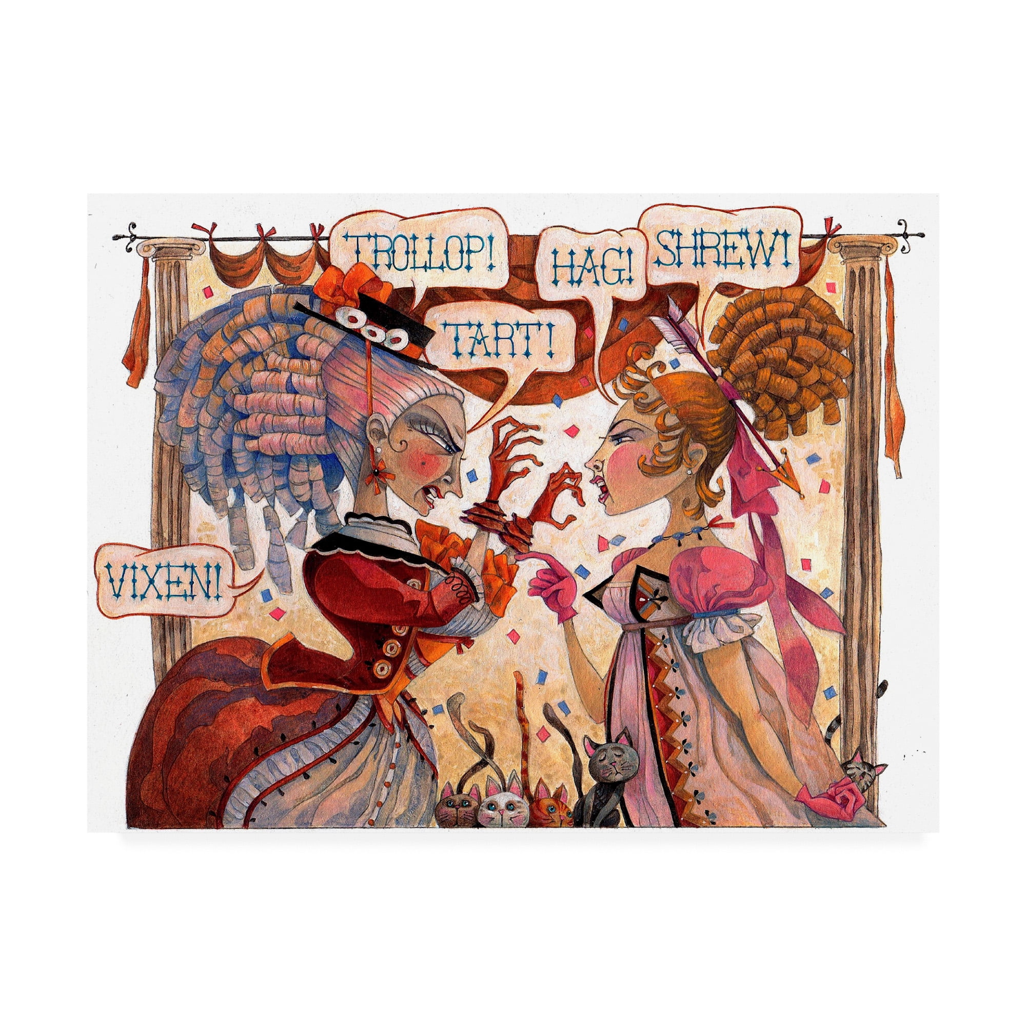 Trademark Fine Art 'The Cat Fight' Canvas Art by David Galchutt