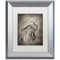 Trademark Fine Art 'The Cellist' Canvas Art by Marc Allante, White Matte, Silver Frame