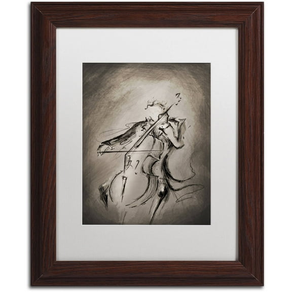 Trademark Fine Art 'The Cellist' Canvas Art by Marc Allante, White Matte, Wood Frame
