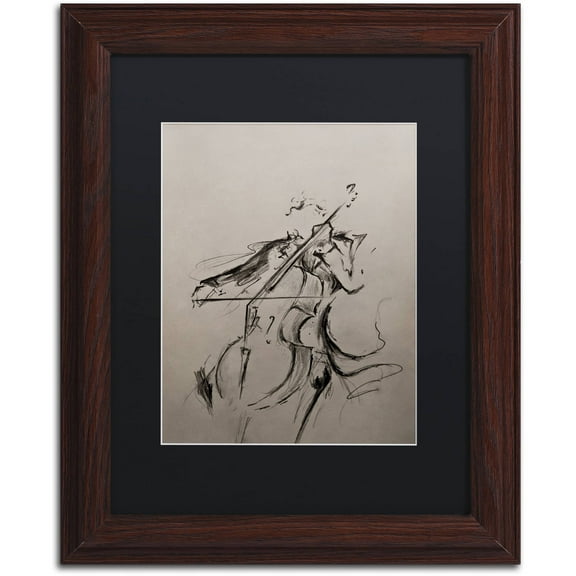 Trademark Fine Art 'The Cellist Sketch' Canvas Art by Marc Allante, Black Matte, Wood Frame