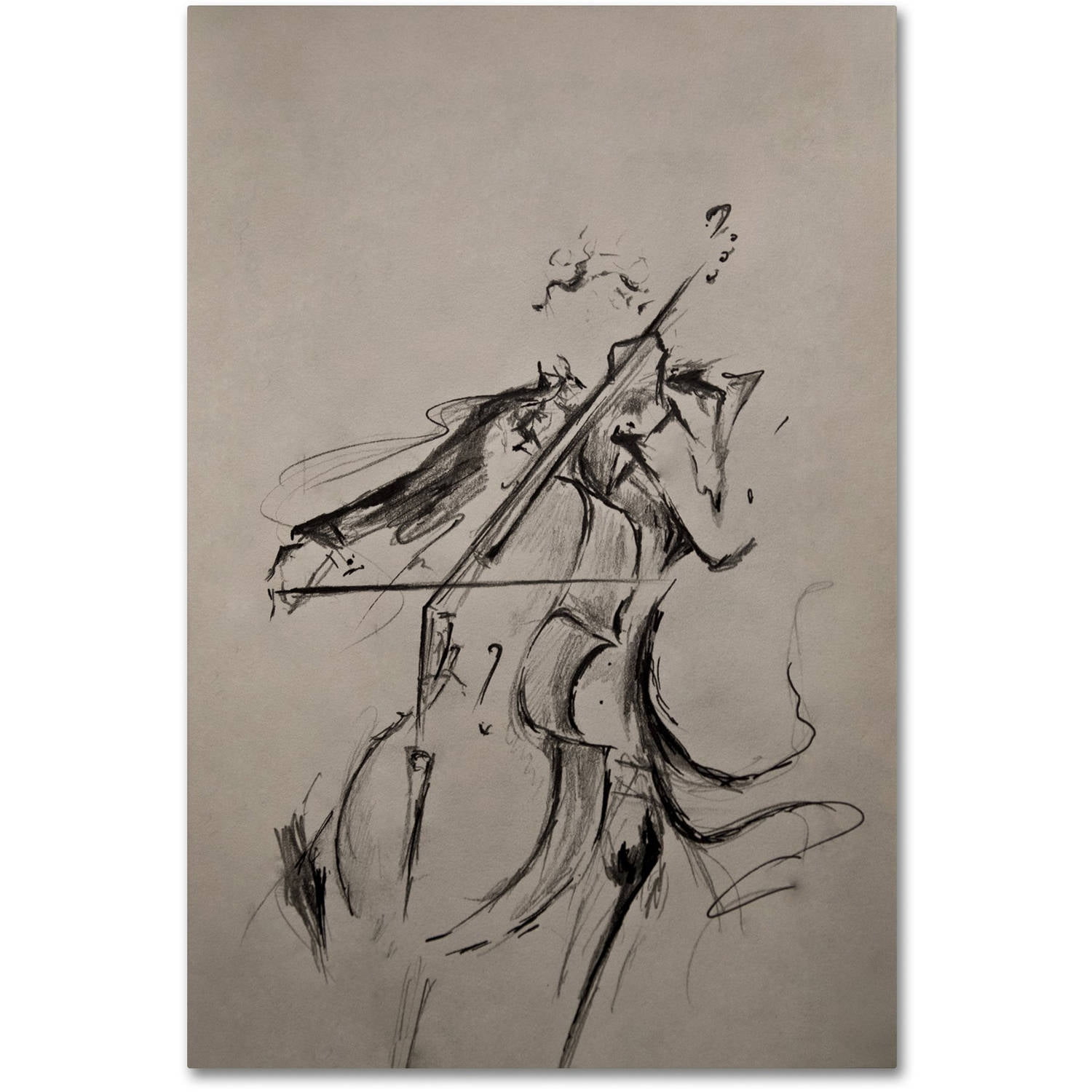 Trademark Fine Art Marc Allante The Cellist Sketch Canvas Wall Art - 30x47