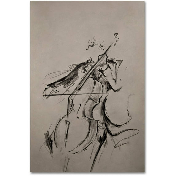 Trademark Fine Art Marc Allante The Cellist Sketch Canvas Wall Art - 30x47