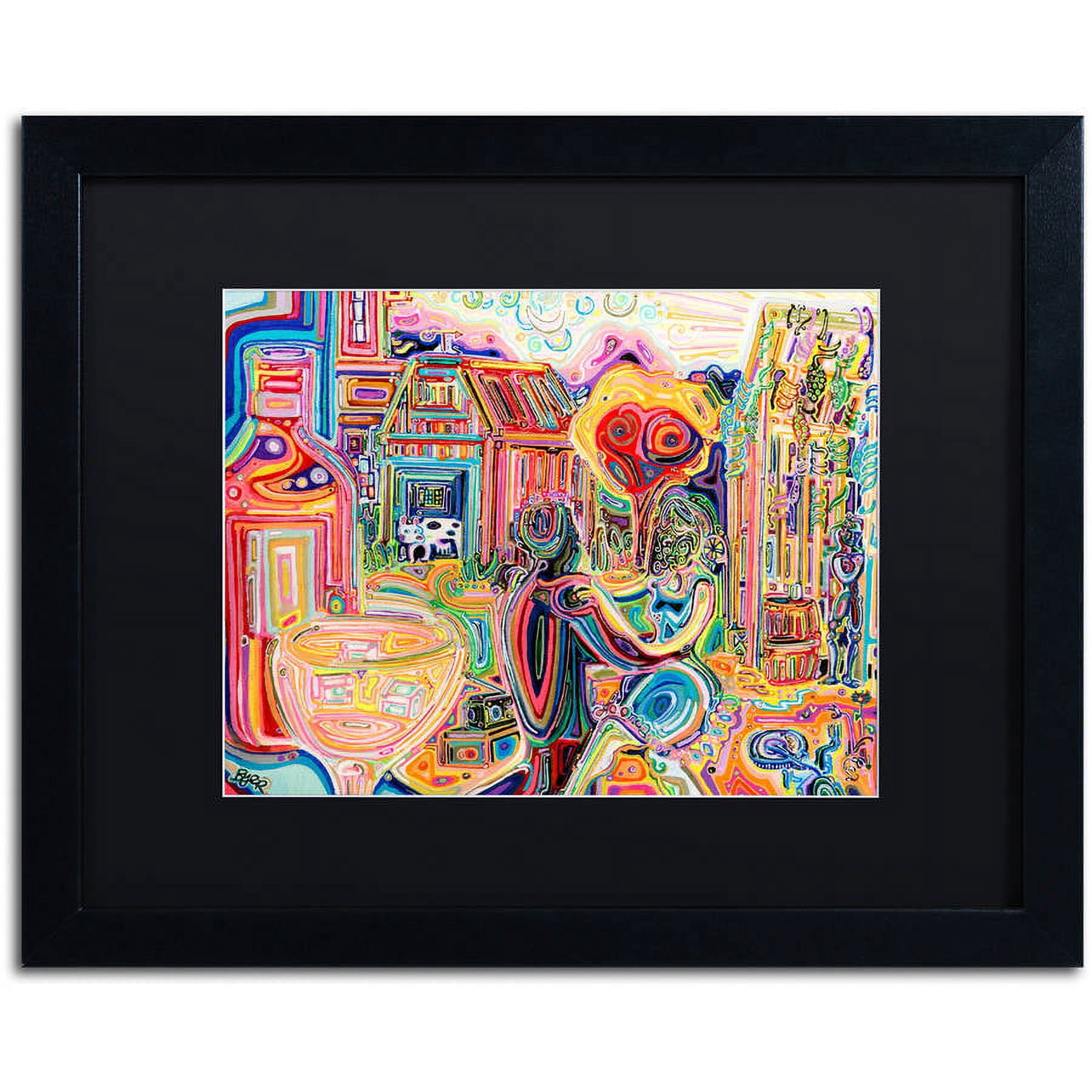 Trademark Fine Art "The Cow Sees Everything" Canvas Art by Josh Byer, Black Matte, Black Frame