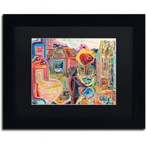 Trademark Fine Art "The Cow Sees Everything" Canvas Art by Josh Byer, Black Matte, Black Frame