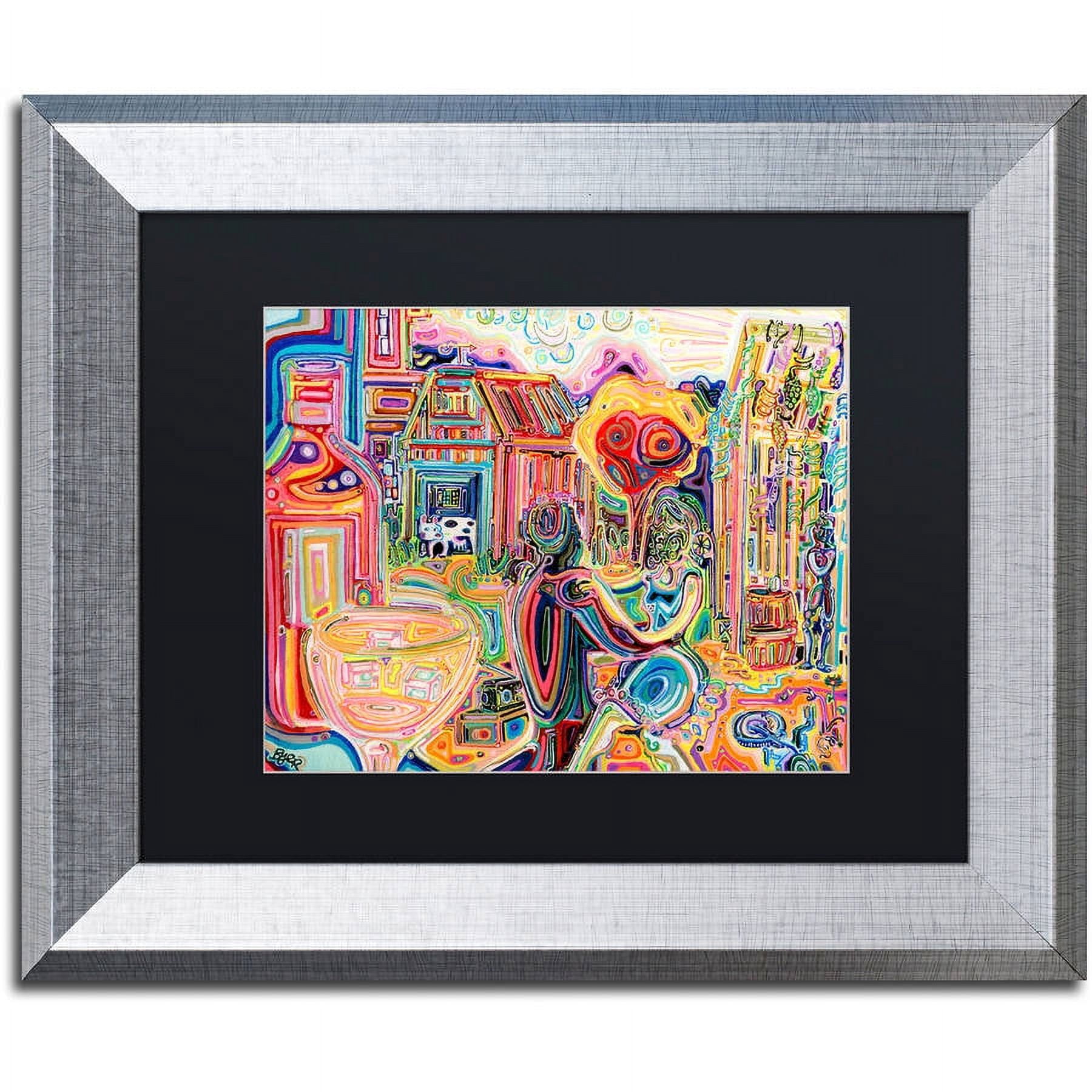 Trademark Fine Art "The Cow Sees Everything" Canvas Art by Josh Byer, Black Matte, Silver Frame