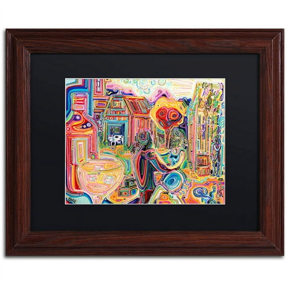 Trademark Fine Art "The Cow Sees Everything" Canvas Art by Josh Byer, Black Matte, Wood Frame