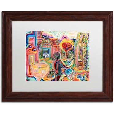 Trademark Fine Art "The Cow Sees Everything" Canvas Art by Josh Byer, White Matte, Wood Frame