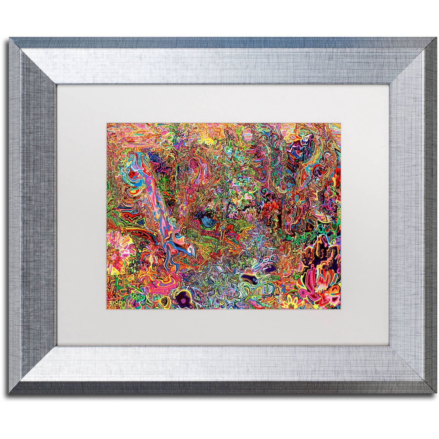 Trademark Fine Art "The Dove And The Crow" Canvas Art by Josh Byer, White Matte, Silver Frame