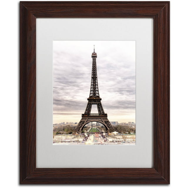 Trademark Fine Art "The Eiffel Tower" Canvas Art by Philippe Hugonnard, White Matte, Wood Frame