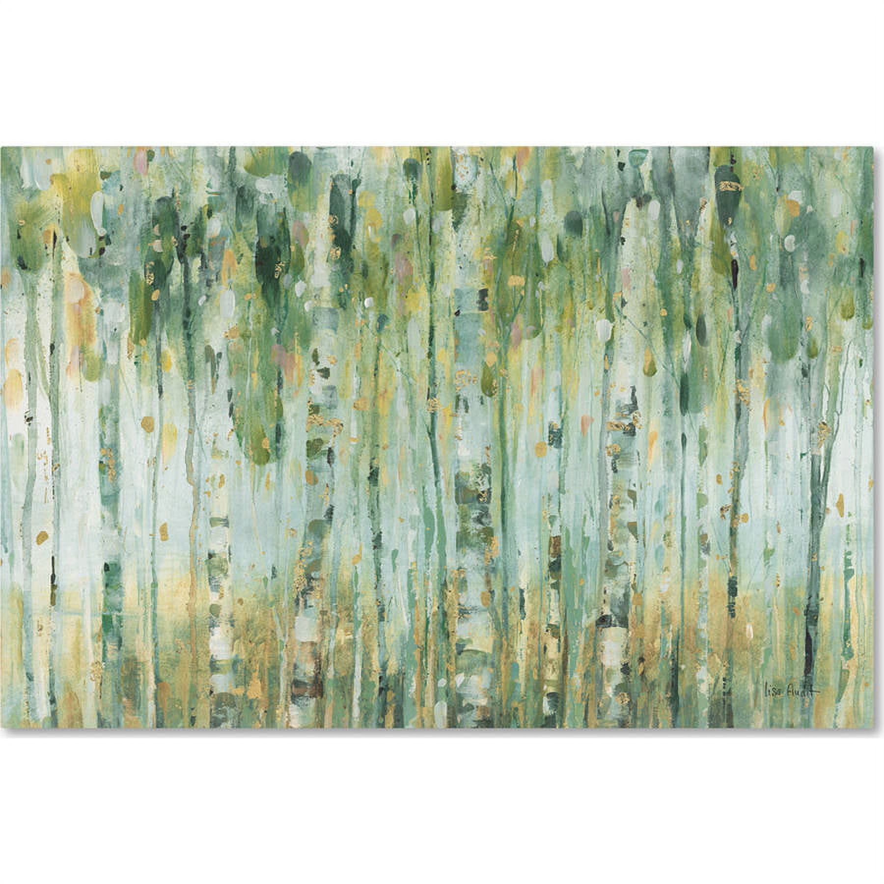 Green and Gold Abstract Forest Landscape Canvas Art, 16 x 24