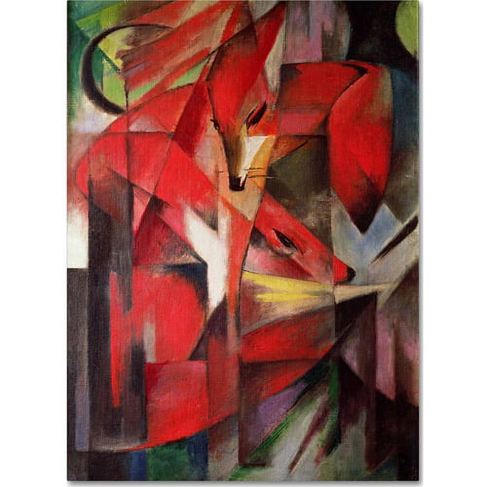 Abstract Red Fox Oil Painting on Canvas, 24" x 32"