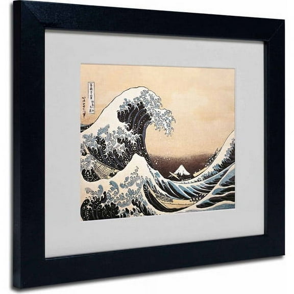 Trademark Fine Art "The Great Wave" Canvas Art by Katsushika Hokusai, Black Frame