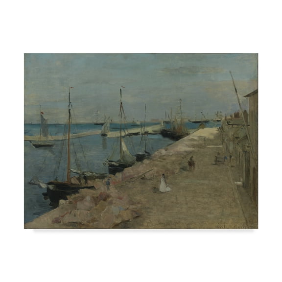 Trademark Fine Art 'The Harbour At Cherbourg' Canvas Art by Berthe Morisot