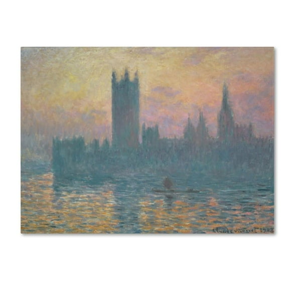 Trademark Fine Art Claude Monet The Houses of Parliament Canvas Wall Art - 14x19