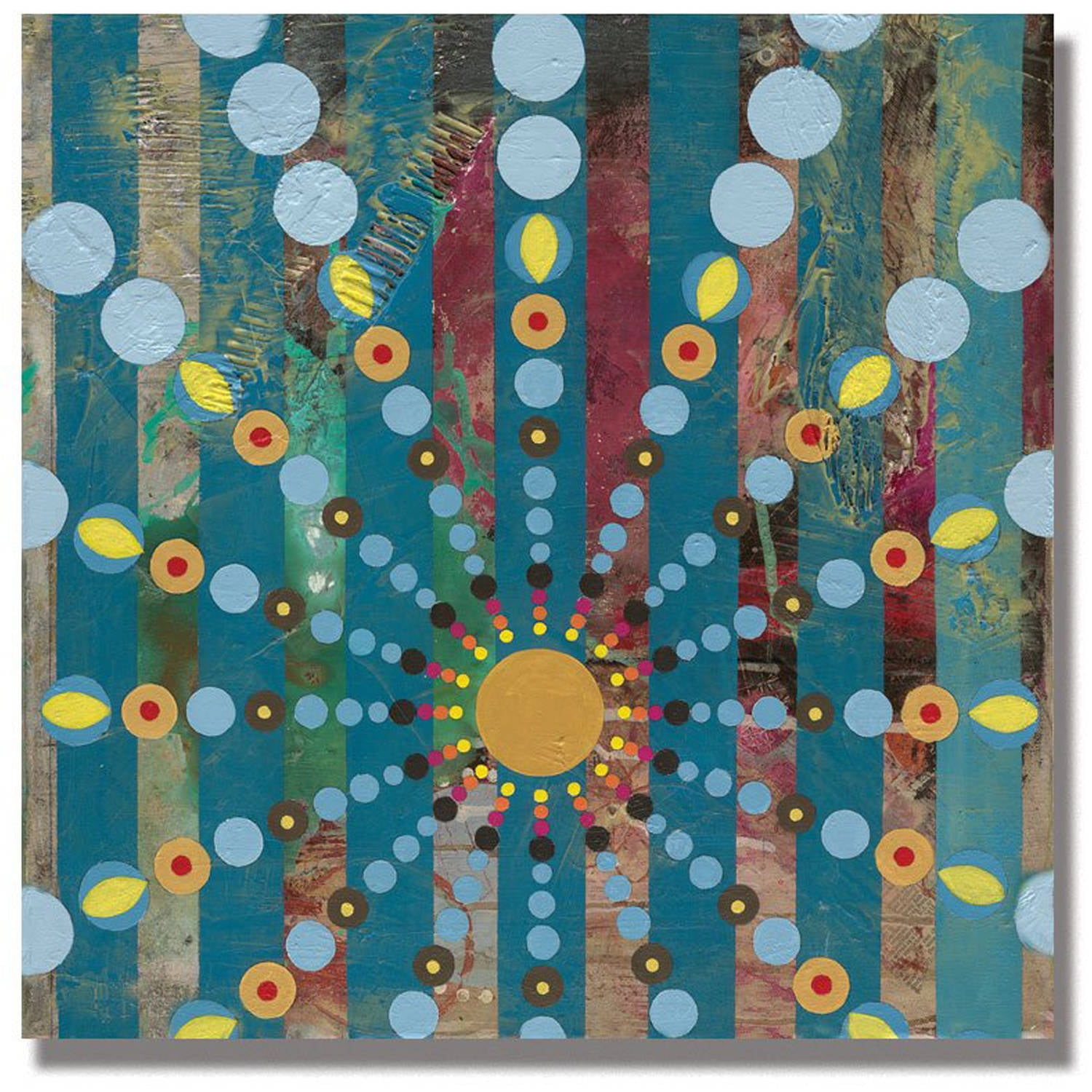 14" x 14" Blue and Yellow Abstract Canvas Art