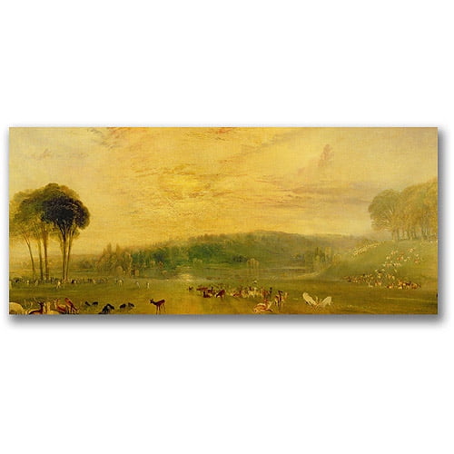 Trademark Fine Art "The Lake, Petworth, Fighting Bucks" Canvas Wall Art by Joseph Turner