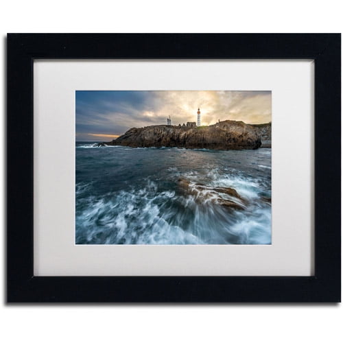 Lighthouse Coastal Landscape Framed Canvas Art, 16x20 Inch