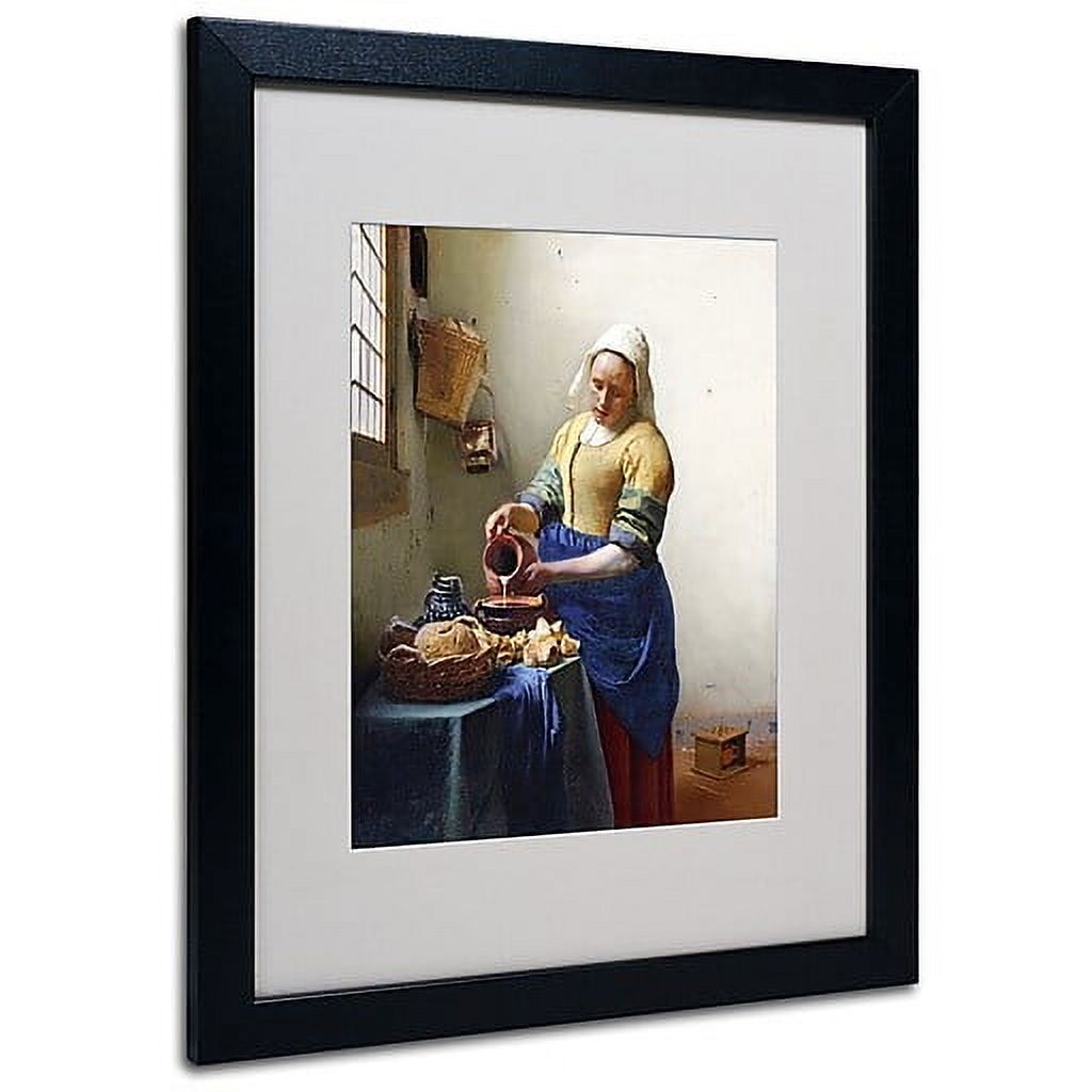 Trademark Fine Art "The Milkmaid 1658-60" Canvas Art by Jan Vermeer, Black Frame