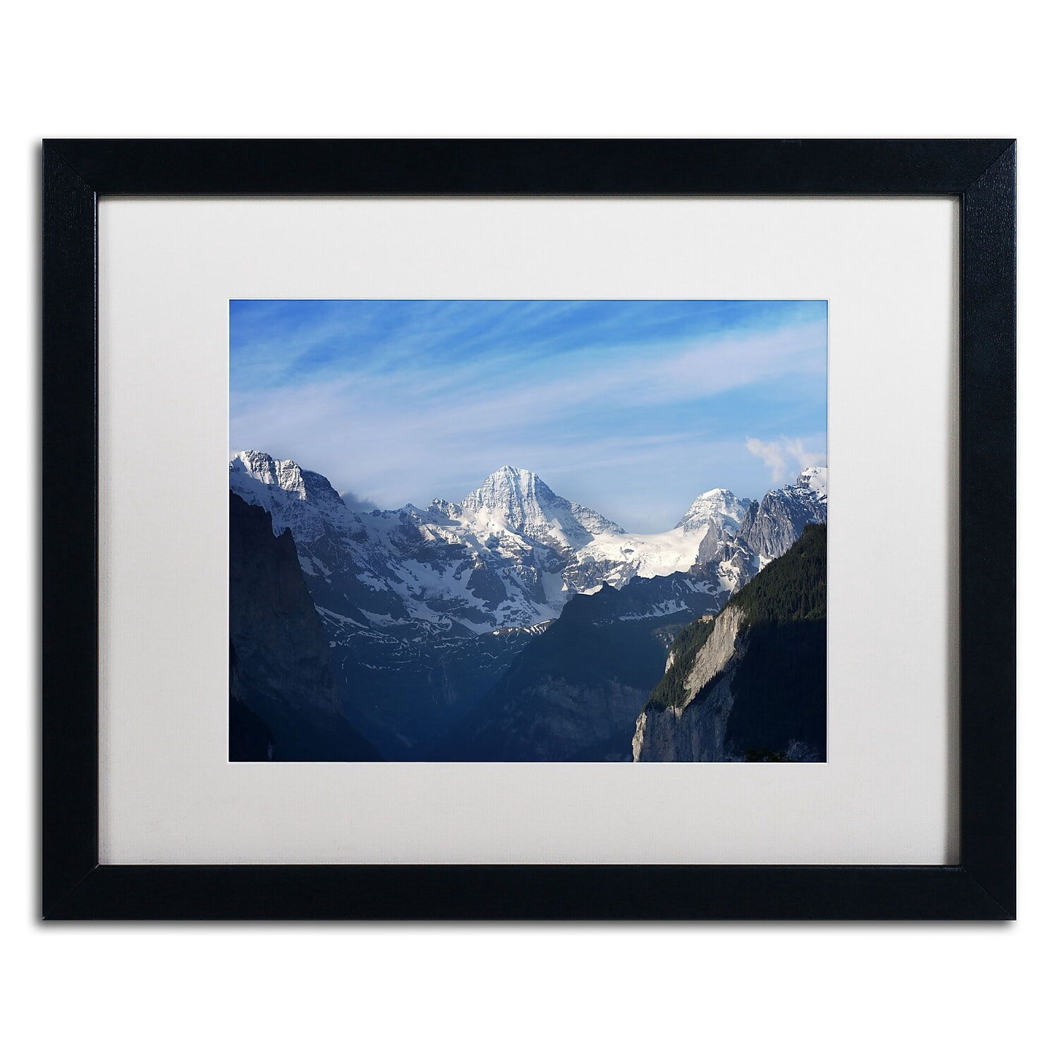 Trademark Fine Art "The Morning Comes Over the Swiss Alps" Canvas Art by Philippe Sainte-Laudy, White Matte, Black Frame