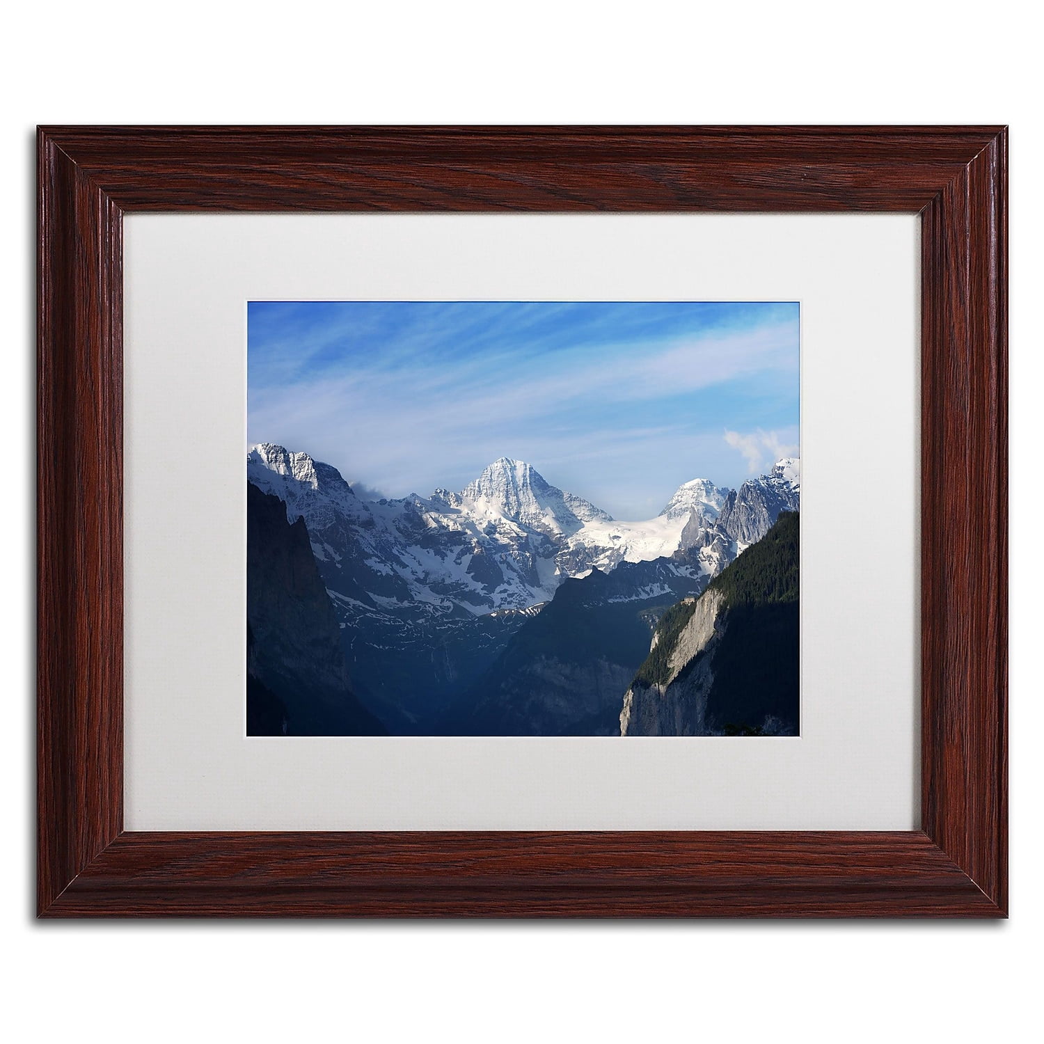 Trademark Fine Art "The Morning Comes Over the Swiss Alps" Canvas Art by Philippe Sainte-Laudy, White Matte, Wood Frame