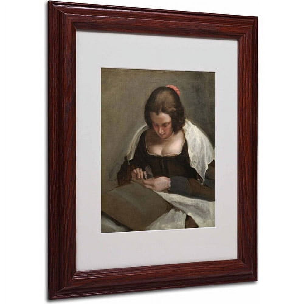 Trademark Fine Art "The Needlewoman 1640-50" Canvas Art by Diego Velazquez, Wood Frame