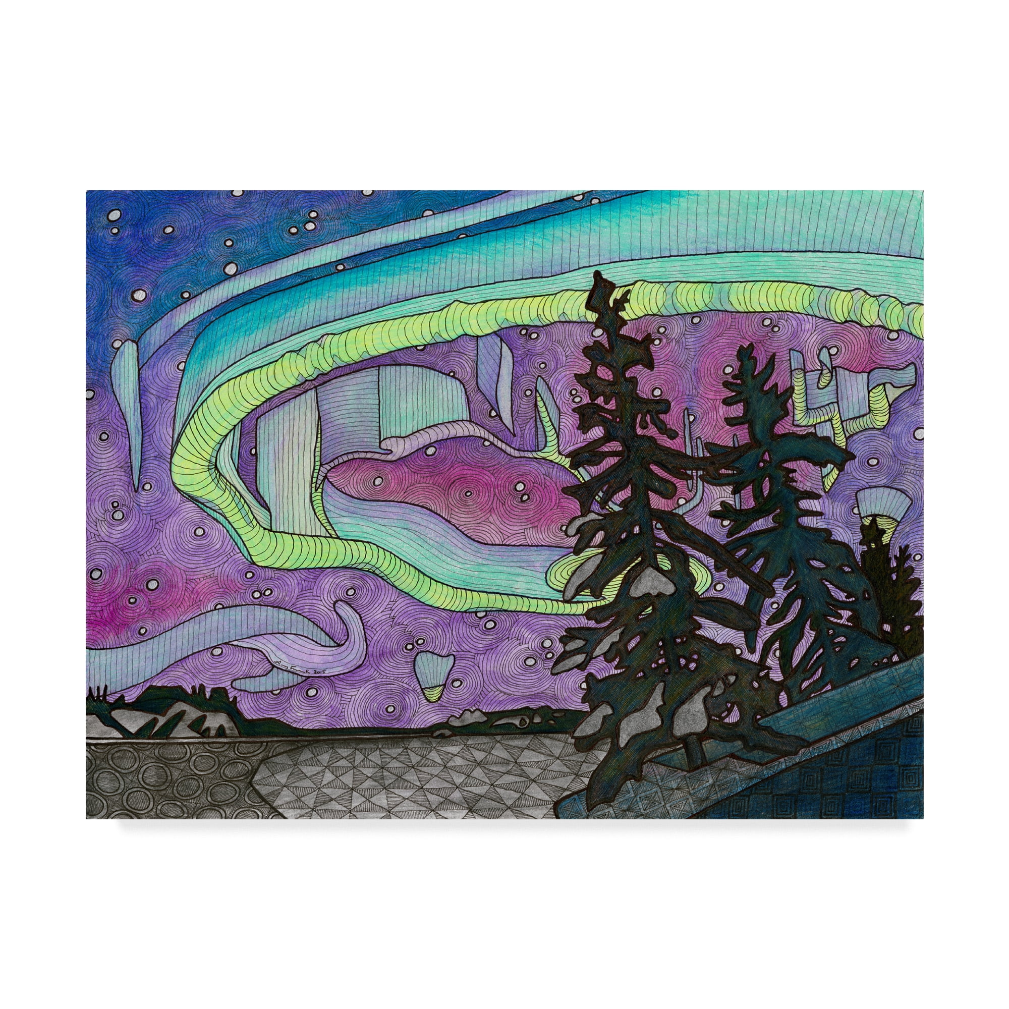 Northern Lights Landscape Gallery-Wrapped Canvas Art