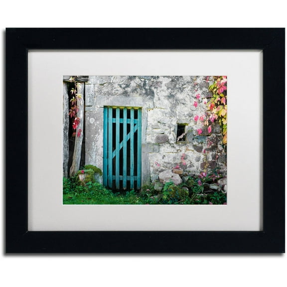 Trademark Fine Art "The Old Wooden Door" Canvas Art by Philippe Sainte-Laudy White Matte, Black Frame