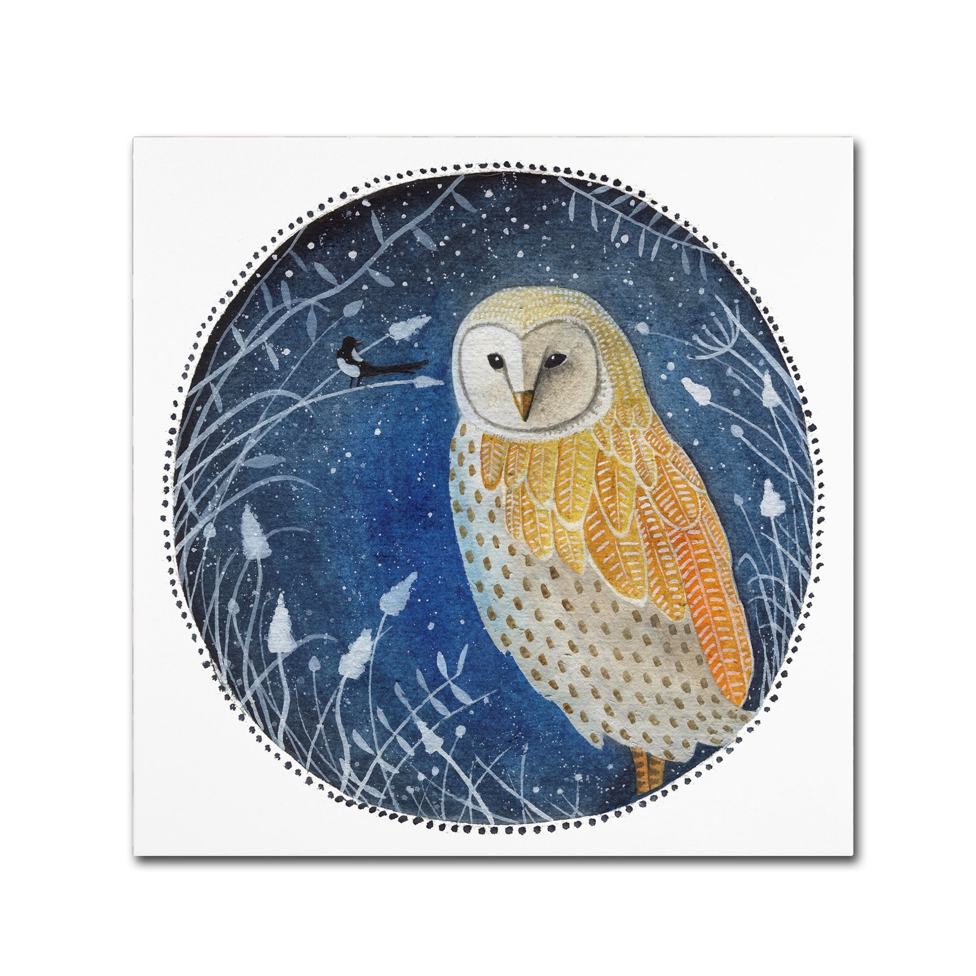 Trademark Fine Art 'The Owl & The Magpie' Canvas Art by Michelle Campbell