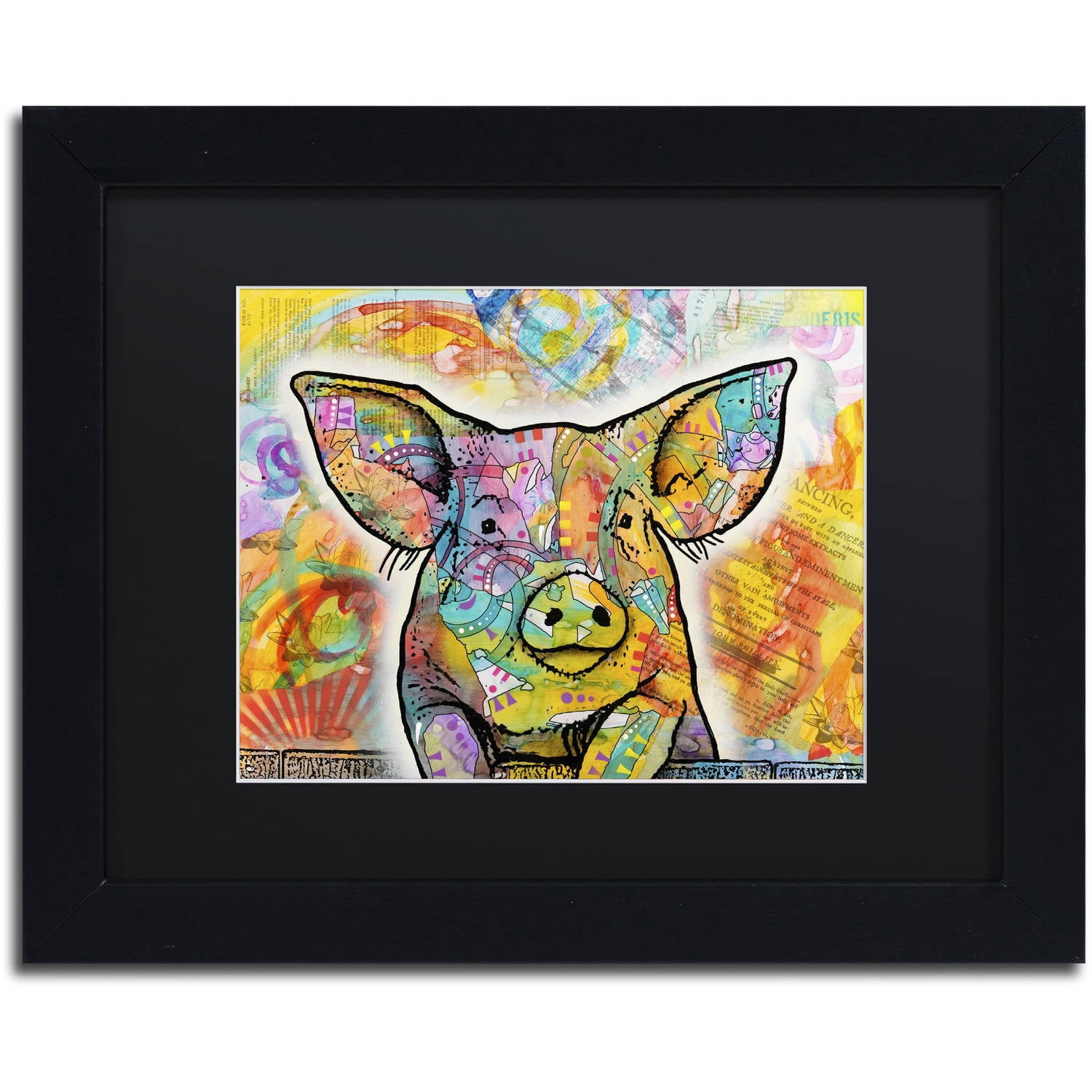 Trademark Fine Art 'The Pig' Canvas Art by Dean Russo, Black Matte, Black Frame