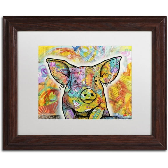 Trademark Fine Art 'The Pig' Canvas Art by Dean Russo, White Matte, Wood Frame
