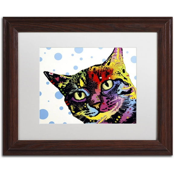 Trademark Fine Art "The Pop Cat" Canvas Art by Dean Russo, White Matte, Wood Frame
