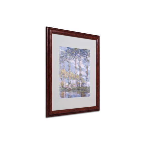 Trademark Fine Art "The Poplars" Matted Framed Canvas Art by Claude Monet