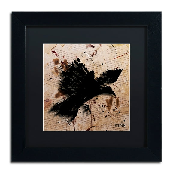 Trademark Fine Art "The Raven 1" Canvas Art by Roderick Stevens, Black Matte, Black Frame