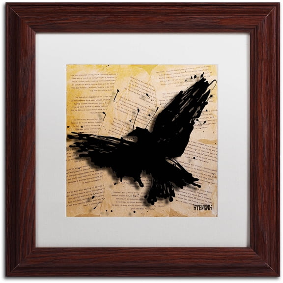 Trademark Fine Art "The Raven 2" Canvas Art by Roderick Stevens, White Matte, Wood Frame
