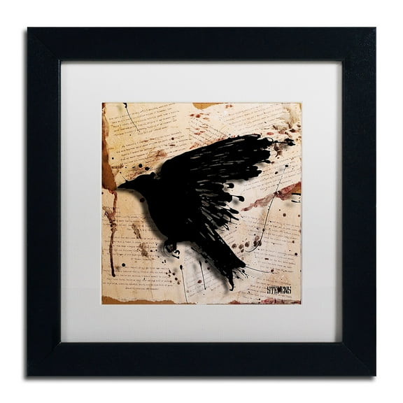 Trademark Fine Art "The Raven 3" Canvas Art by Roderick Stevens, White Matte, Black Frame