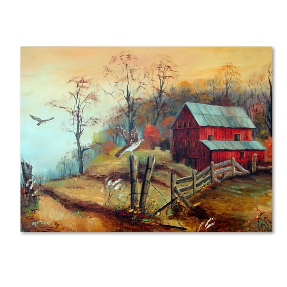 Trademark Fine Art 'The Red Barn And The Hawk' Canvas Art by Arie Reinhardt Taylor
